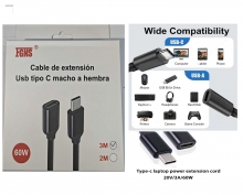 Cable extension Tipo C Macho a Hembra 3 metros,60W,CAB110