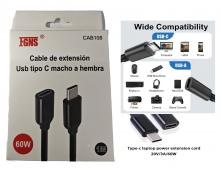 Cable extension Tipo C Macho a Hembra 1 metro,60W,CAB108