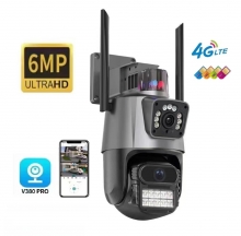 Cmara de Vigilancia Exterior 4G HD , Doble Lente, PTZ 355/90, Visin Nocturna en Color, Deteccin Humana PIR, Alarma Sonora/Bright, IP66-4G Camera Securite