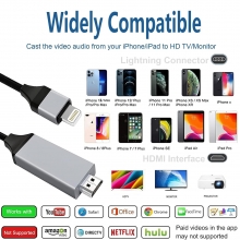 Cable HDTV Lightning a HDMI para iphone 14/13/12/11/10,HVR058