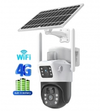 Cmara Solar 4G LTE de Tarjeta SIM, Cmara de videovigilancia PTZ de doble lente 4K y 8MP para exteriores, tarjeta Sim, Cmara de Seguridad Exterior Batera Recargable, Energa Solar Audio Bidireccional, Deteccin de Movimiento, Intemperie IP67 CIP029